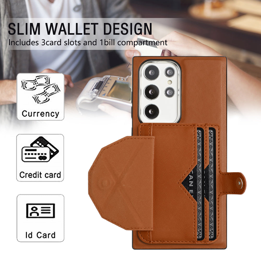 YB Leather Coating Series-4 Kickstand Case for Samsung Galaxy S23 Ultra Card Slots Leather Coated TPU Phone Cover YB Leather Coating Series-4 Kickstand Case for Samsung Galaxy S23 Ultra Card Slots Leather Coated TPU Phone Cover